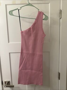 Forever 21 One-Shoulder Ribbed Mini Dress in Pink